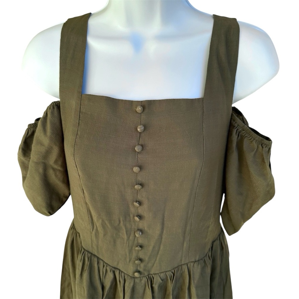 Scarlet Darkness Cold Shoulder Olive Green Maxi Dress - Picture 9 of 12